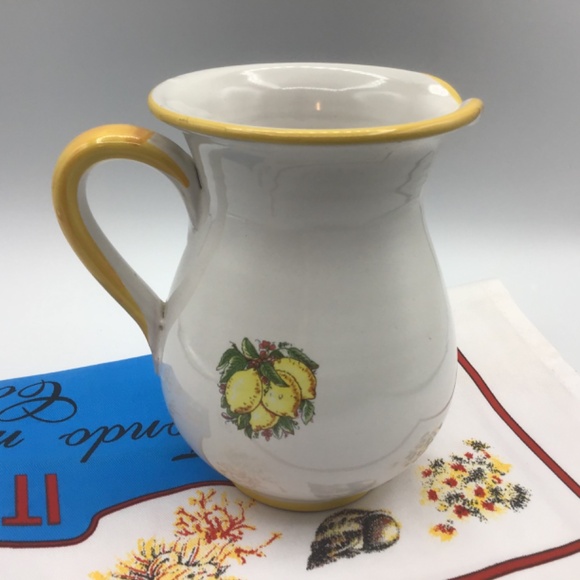 Italy Capri Water/Wine Jug With Lemons Design & Kitchen Towel w local fish - Picture 8 of 11
